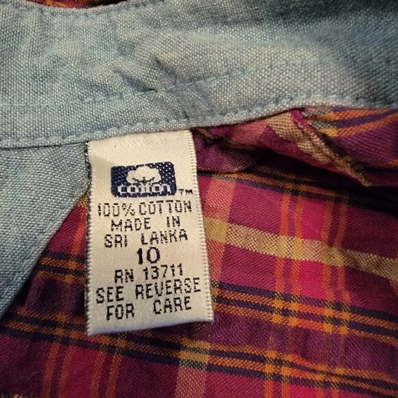 Karen Scott Plaid Seersucker Button Down Sleeveless Shift Dress Size 10 - Picture 4 of 7